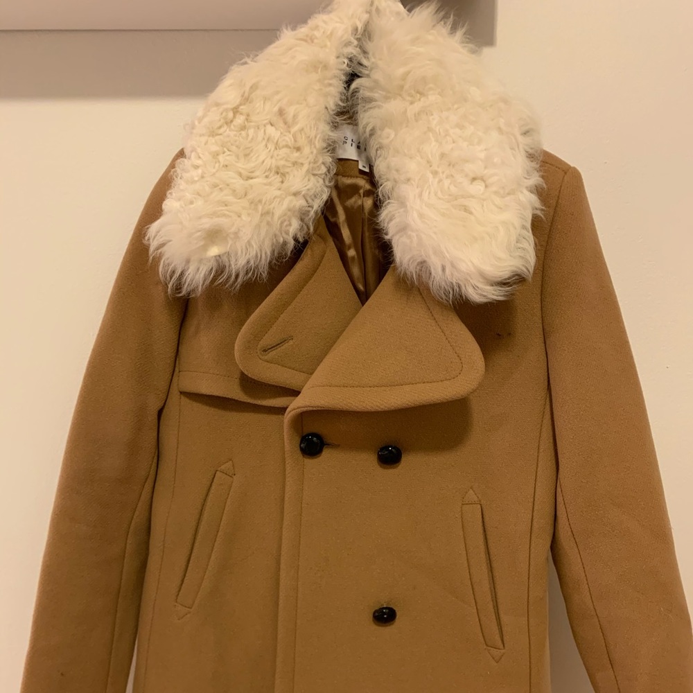 Claudie Pierlot Fur Trim Peacoat